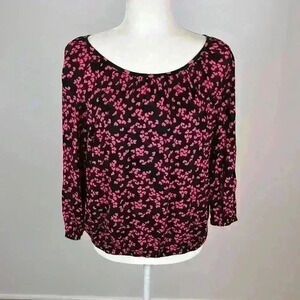Michael Michael Kors Black & Pink Heart Blouse Size M